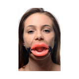 Sissy Mouth Gag Pink Silicone Lips Black Strap