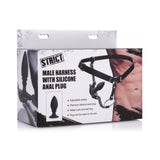 Male Cock Ring Harness With Silicone Anal Plug