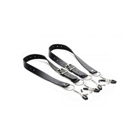 Spread Labia Spreader Straps with Clamps Black