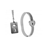 Cuffed Locking Bracelet, Key Necklace Tungsten Steel