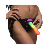 Proud Rainbow Silicone Dildo With Harness