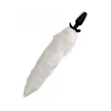 Vibrating White Fox Tail Slender Anal Plug