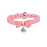 Golden Kitty Cat Bell Collar - Pink/silver