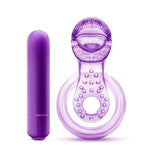 Lick It Vibrating Double Strap Cock Ring Purple