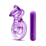 Lick It Vibrating Double Strap Cock Ring Purple