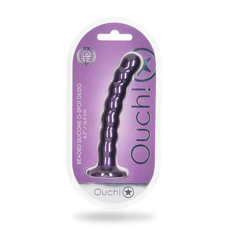 Shots Ouch 6.5' Beaded G-Spot Dildo - Metallic Purple