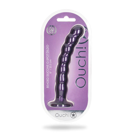 Shots Ouch 8' Beaded G-Spot Dildo - Metallic Purple