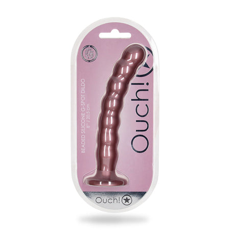 Shots Ouch 8' Beaded G-Spot Dildo - Rose Gold