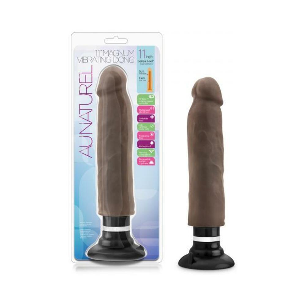 Au Naturel - 11 Inch Sensa Feel Magnum Vibrating Dong - Chocolate