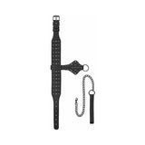 Ouch! Skulls & Bones Neck Chain with Spikes And Leash Black
