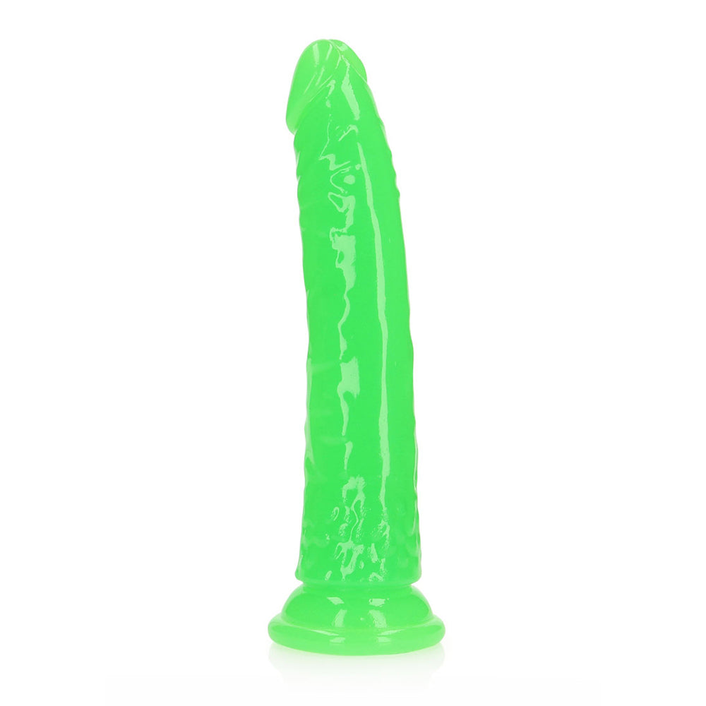Realrock Glow In The Dark Slim Dildo 8'' Neon Green