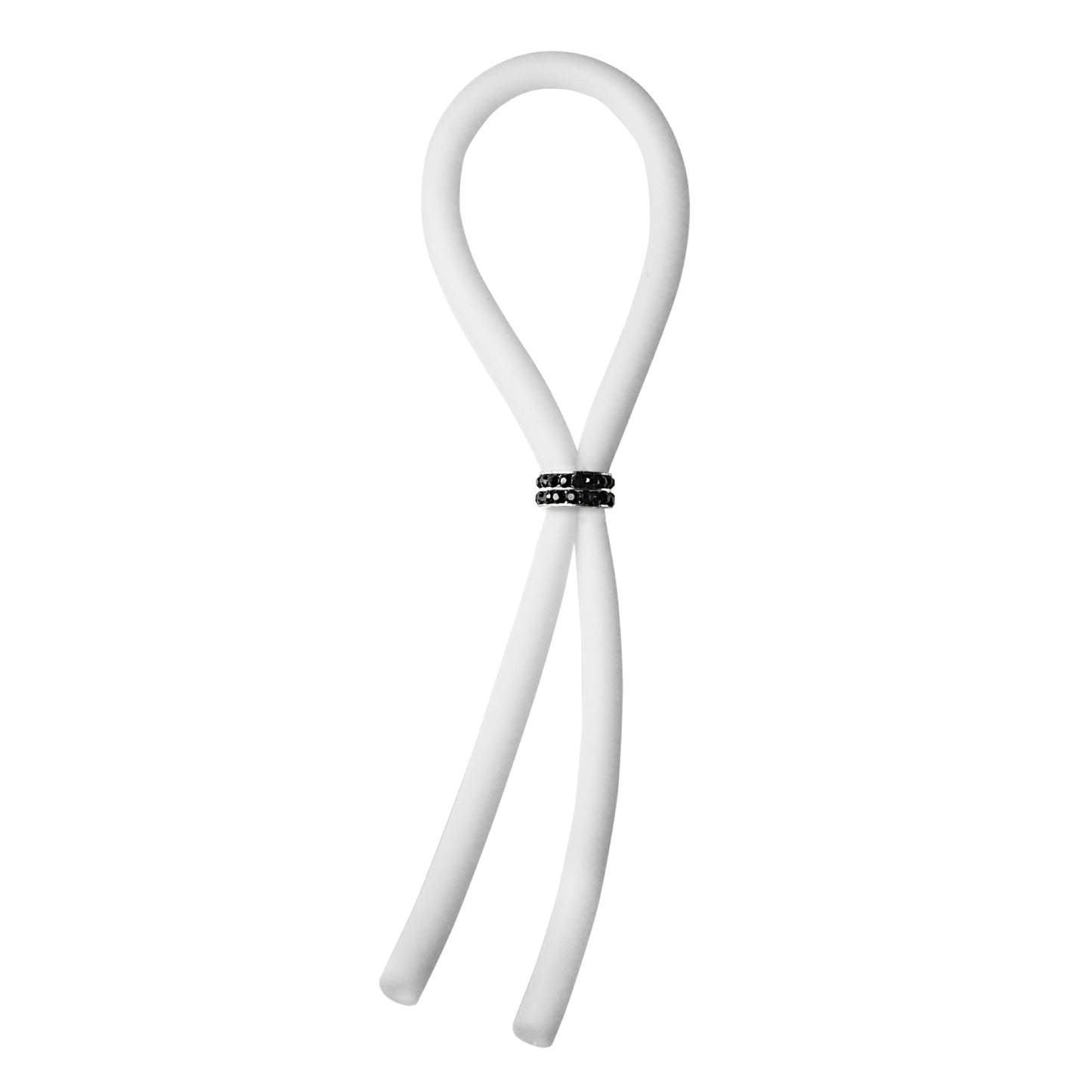 C-RING LASSO BLACK GEMS BEAD SILICONE WHITE