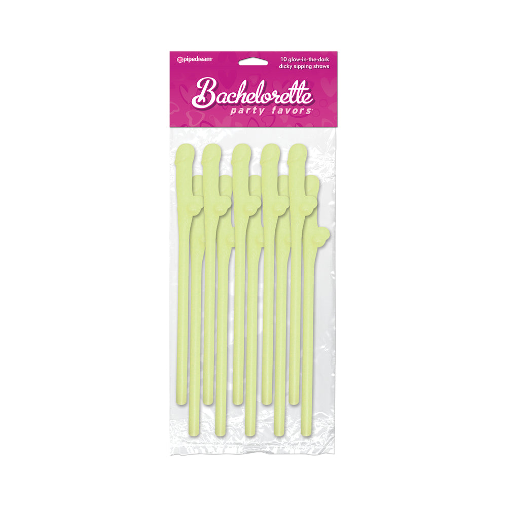 Bachelorette Party Favors Dicky Sipping Straws - Glow in the Dark Pack of 10