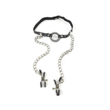 Fetish Fantasy O-Ring Gag With Nipple Clamps
