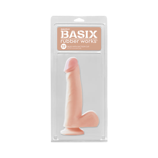 Basix Rubber Works 7.5 Inch Dong With Suction Cup - Flesh