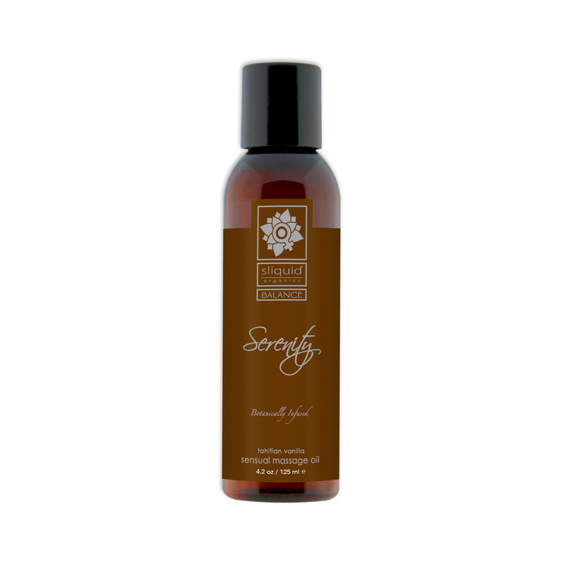 Sliquid Organics Serenity Massage Oil Balance 4.2 oz- Tahitian Vanilla