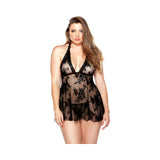 Lace Chemise & Matching G-String Black 1X/2X