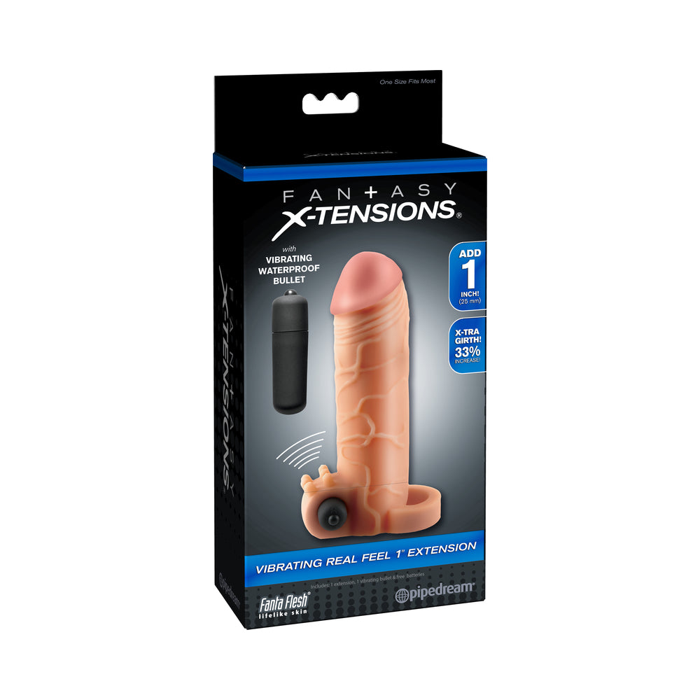Fantasy X-Tensions Vibrating Real Feel 1-Inch Extension - Light
