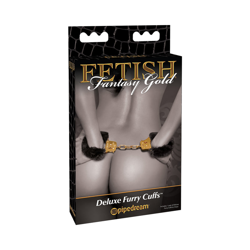 Fetish Fantasy Gold Deluxe Furry Cuffs - Gold