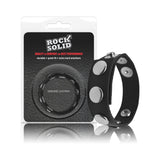 Rock Solid Adjustable Leather 5 Snap Cock Ring (black)