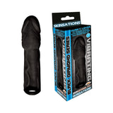 Skinsations Black Diamond Series Husky Lover Extension Sleeve With Power Bullet & Scrotum Strap 7in