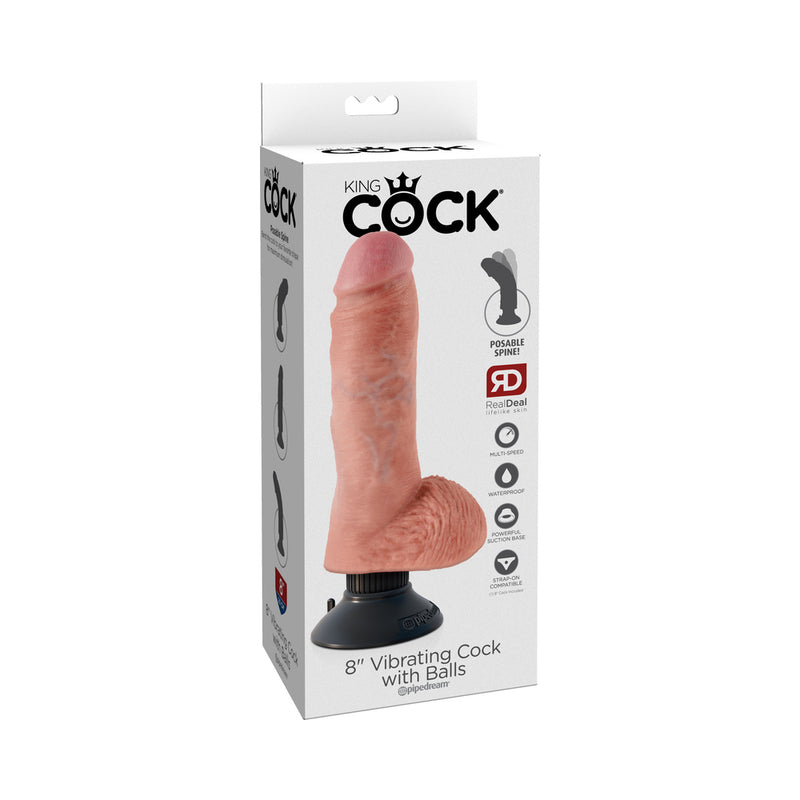 King Cock 8in Vibrating Cock W/balls