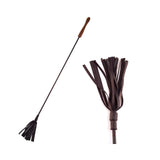 Rouge Leather Wooden Handle Riding Crop Black