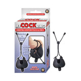 My Cock Ring Vibrating Scrotum Pouch & Cinch With Bullet Silicone Waterproof Black