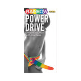 Rainbow Power Drive 7 Inch Strap On Dildo With Harness Silicone
