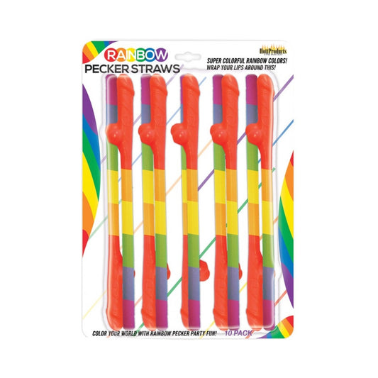 Rainbow Pecker Straws 10pk