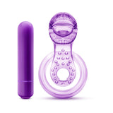 Blush Play with Me Lick it Vibrating Double Strap Cockring - Purple