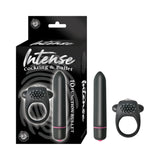 Intense Cockring And Bullet 10 Function Bullet Waterproof Black