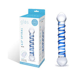 Glas 6.55in Spiral Glass Beaded Dildo