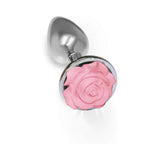 The 9"s The Silver Starter Rose Floral Stinless Steel Butt Plug Pink