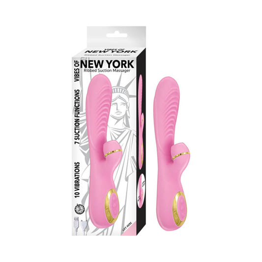 Vibes Of New York Ribbed Suction Massager Pink