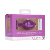 Diamond Heart Butt Plug - Large - Purple