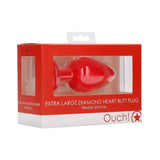 Diamond Heart Butt Plug - XL - Red