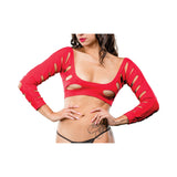 Red Variegated Holes Crotchless Legging