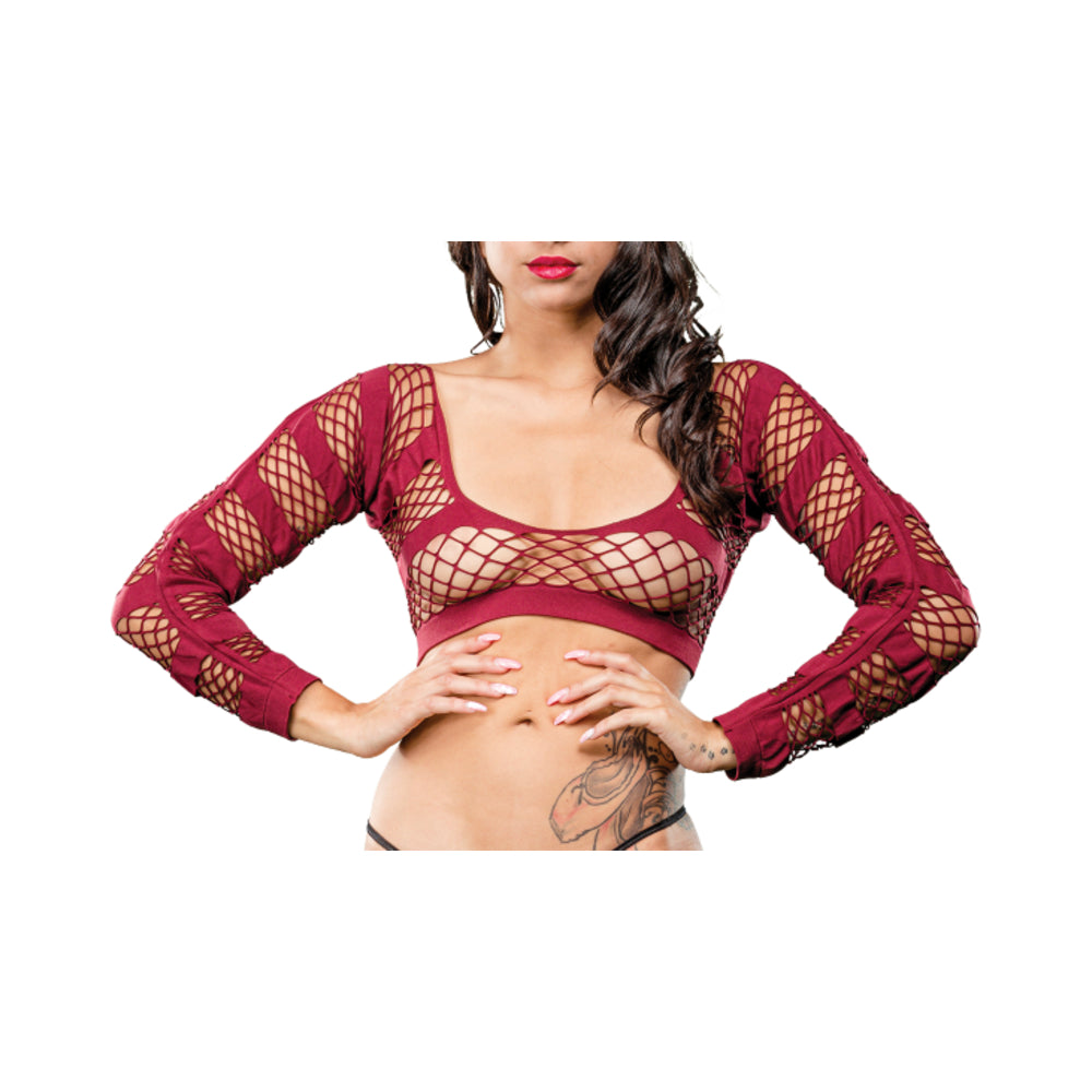Burgundy Stripes Crotchless Legging
