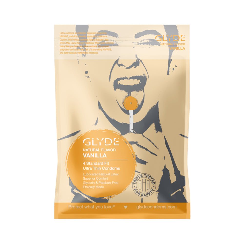 Glyde Ultra Natural Flavor 4pk Vanilla Condoms