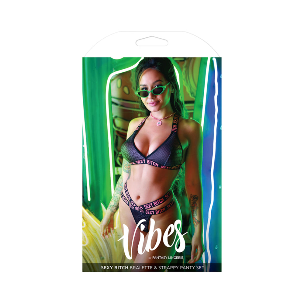 Vibes Sexy Bitch Reptile Print Set Blk S/m