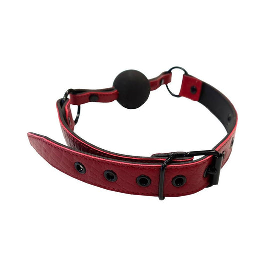 Leather Ball Gag With Rubber Ball Burgunday & Black Accessories