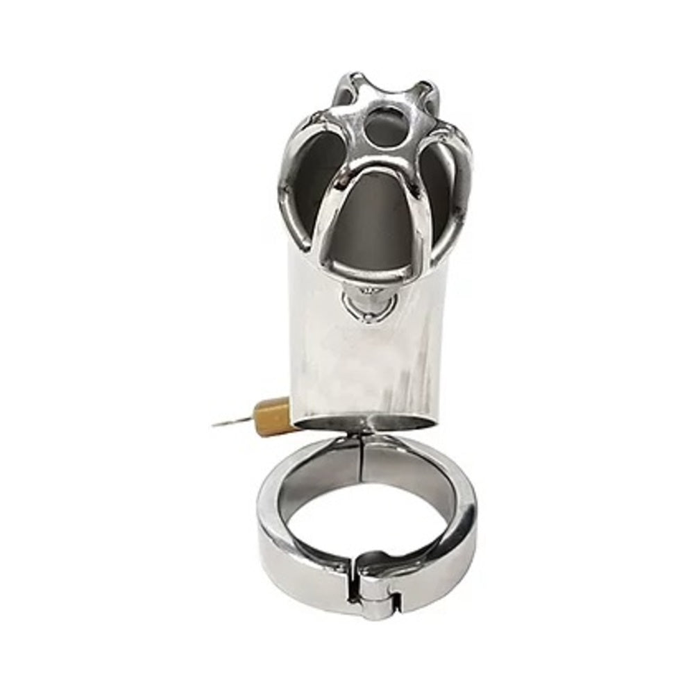 Stainless Cock Cage With Padlock In Clamshell