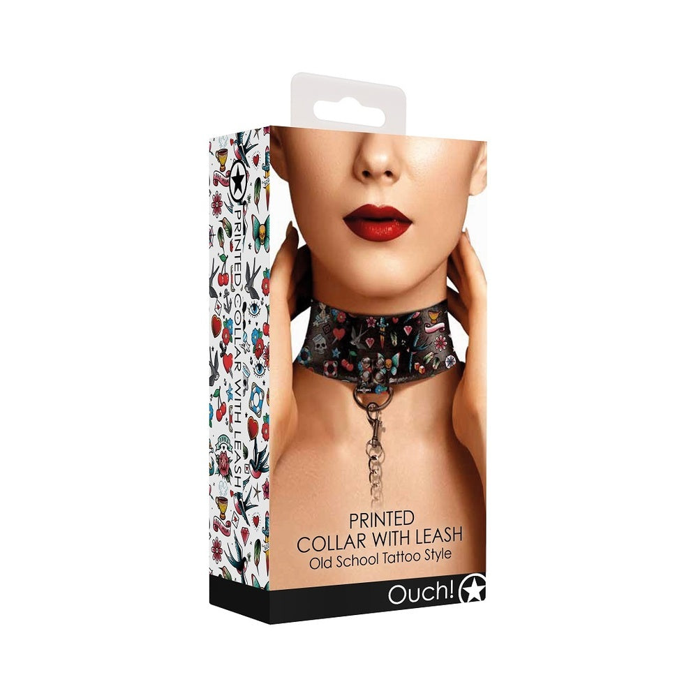 Ouch! Old School Tattoo Printed Collar And Leash