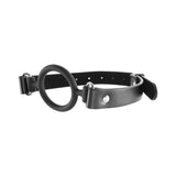 Ouch! Silicone Ring Gag With Leather Straps - Black