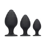 Ouch Rippled Butt Plug Set Black
