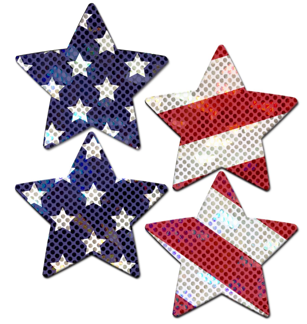Pastease Premium Petites Glittering Stars & Stripes - Red/White/Blue O/S