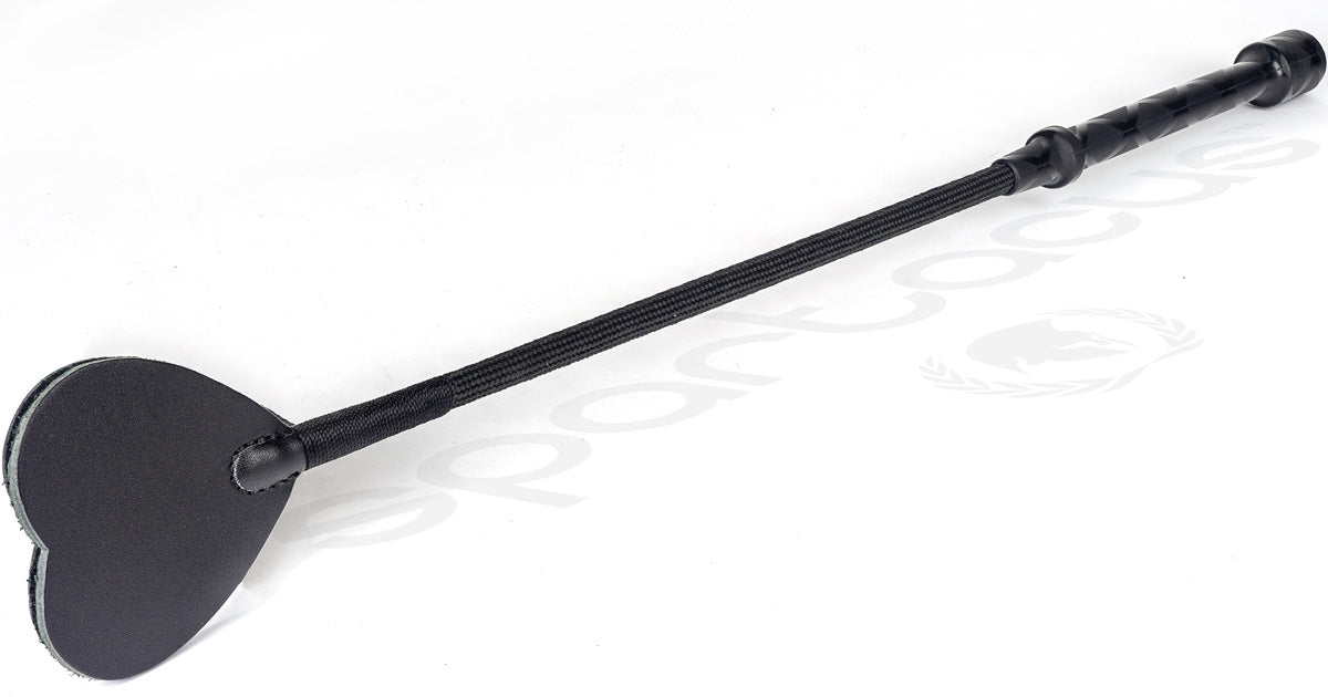 20IN FLEXI CROP- BLACK HEART SHAPE LEATHER TIP