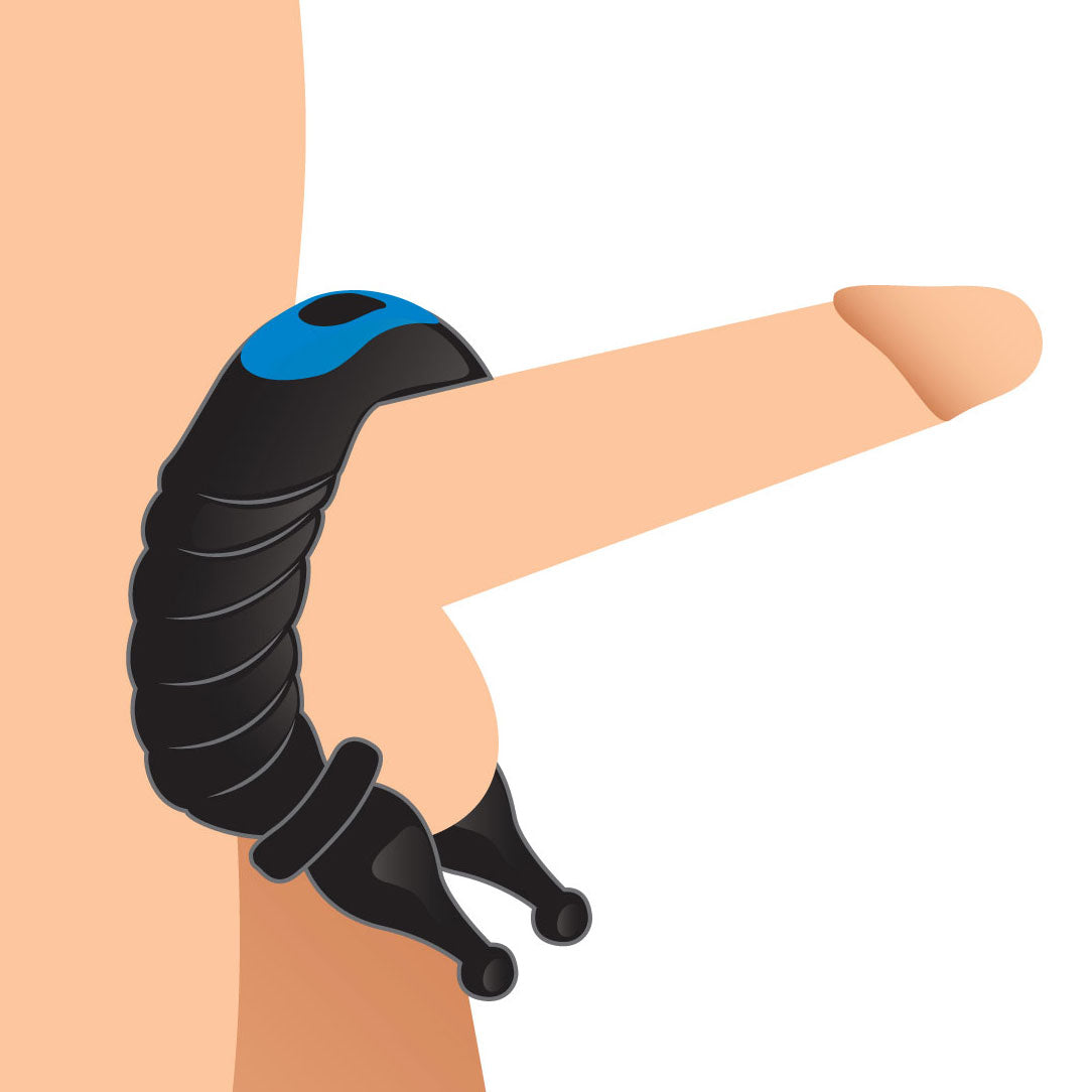 Trinity Men 10X Cobra Dual Stimulation Silicone Cock Ring - Black