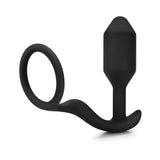 b-Vibe Snug & Tug Weighted Silicone & Penis Ring - 128 g Black